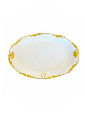 Jean Pouyat Limoges White Gold Trim Large Porcelain Platter Antique